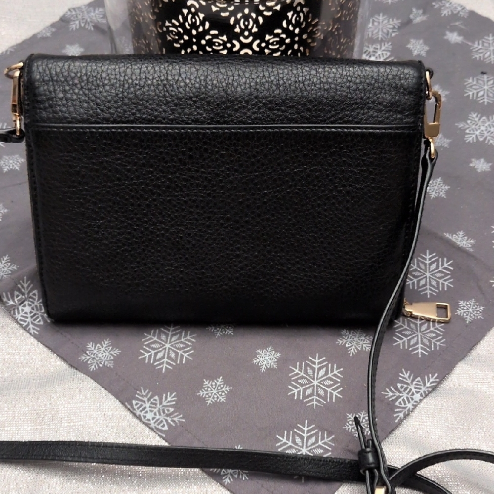 Tory Burch Bombe Flat Black Leather Crossbody Bag - Picture 7 of 11